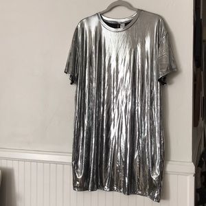 Silver shimmer tshirt dress - new years eve party